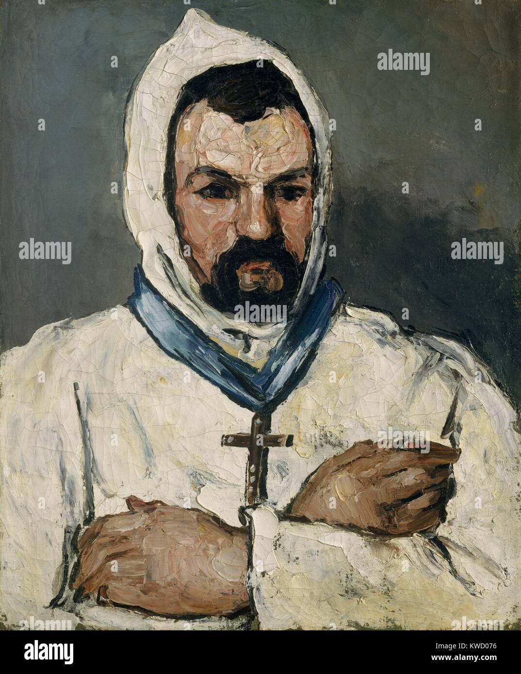 Artists Uncle, as a Monk, by Paul Cezanne, 1866, French Post-Impressionist oil painting. Cezanne painted his maternal uncle, Dominique Aubert, in different costumes, such as this habit of a Dominican monk (BSLOC 2017 5 14) Stock Photo