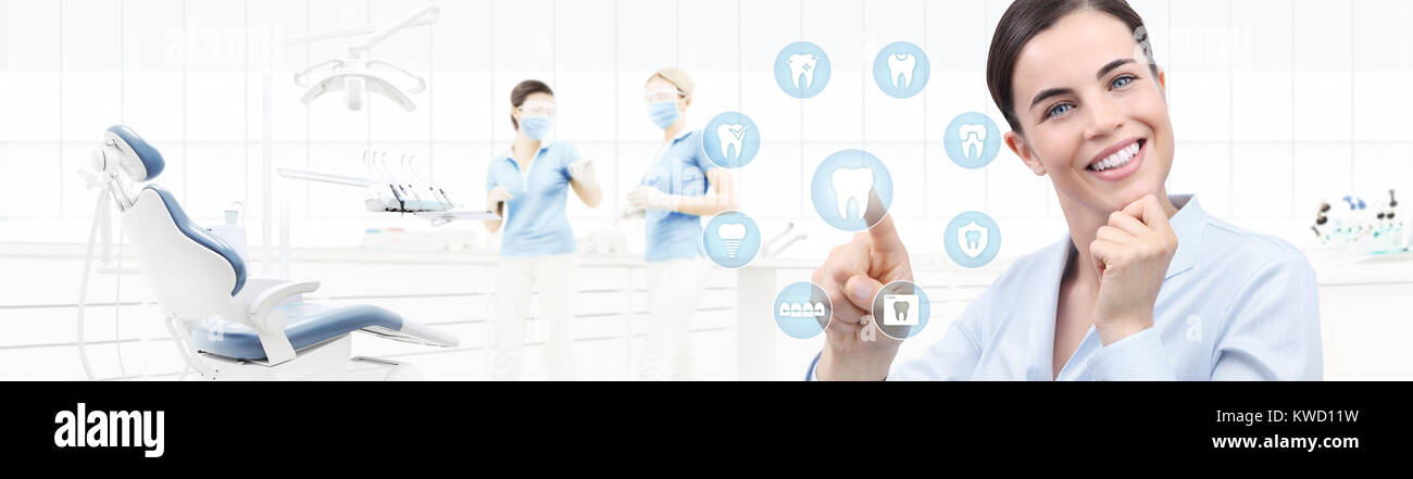 Dental Care Concept Beautiful Smiling Woman On Dentist Clinic