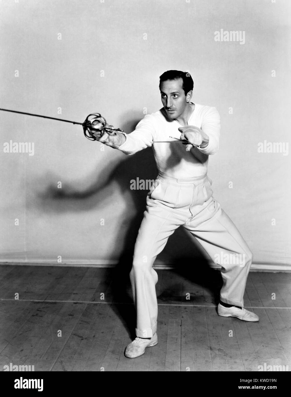 Basil Rathbone fencing, 1940s Stock Photo - Alamy