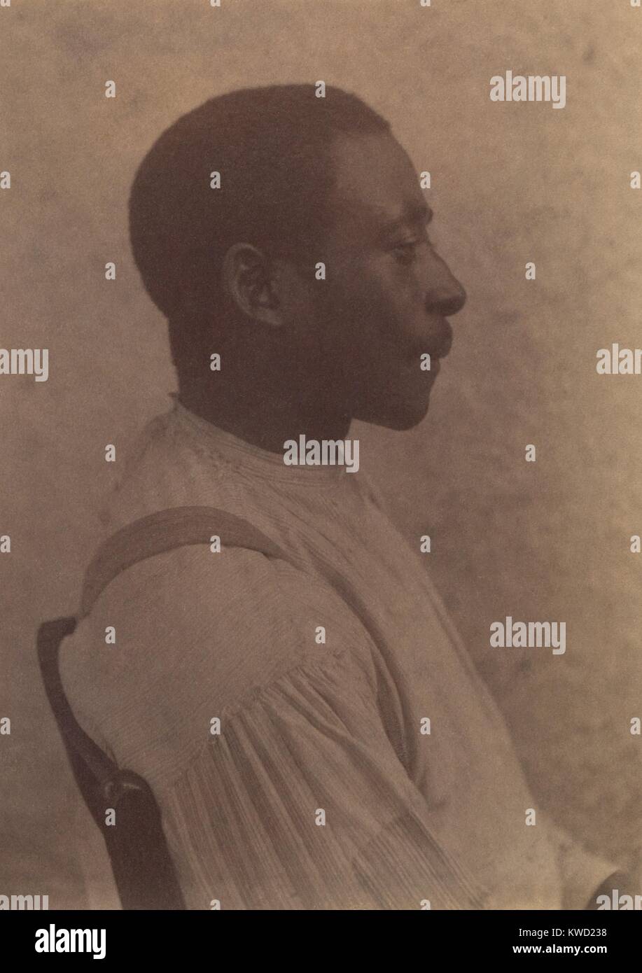 Profile portrait of an African American man by Philadelphia artist Thomas Eakins, 1884. Eakins created many photographs, most of which are figure studies and portraits  (BSLOC 2017 20 115) Stock Photo