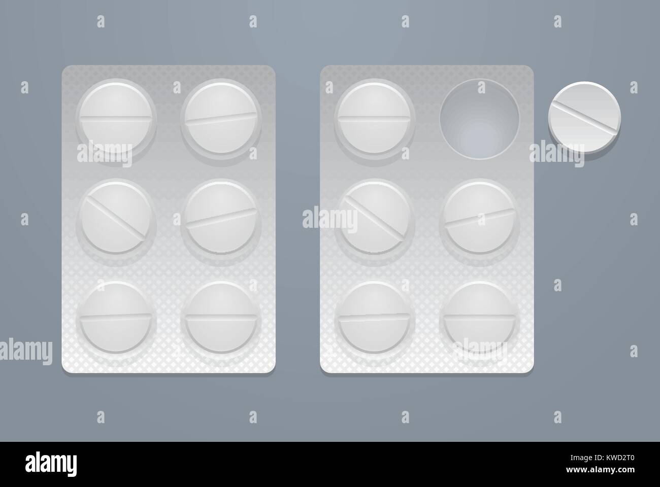 Vector round pills in two blister packs, eps10 Stock Vector