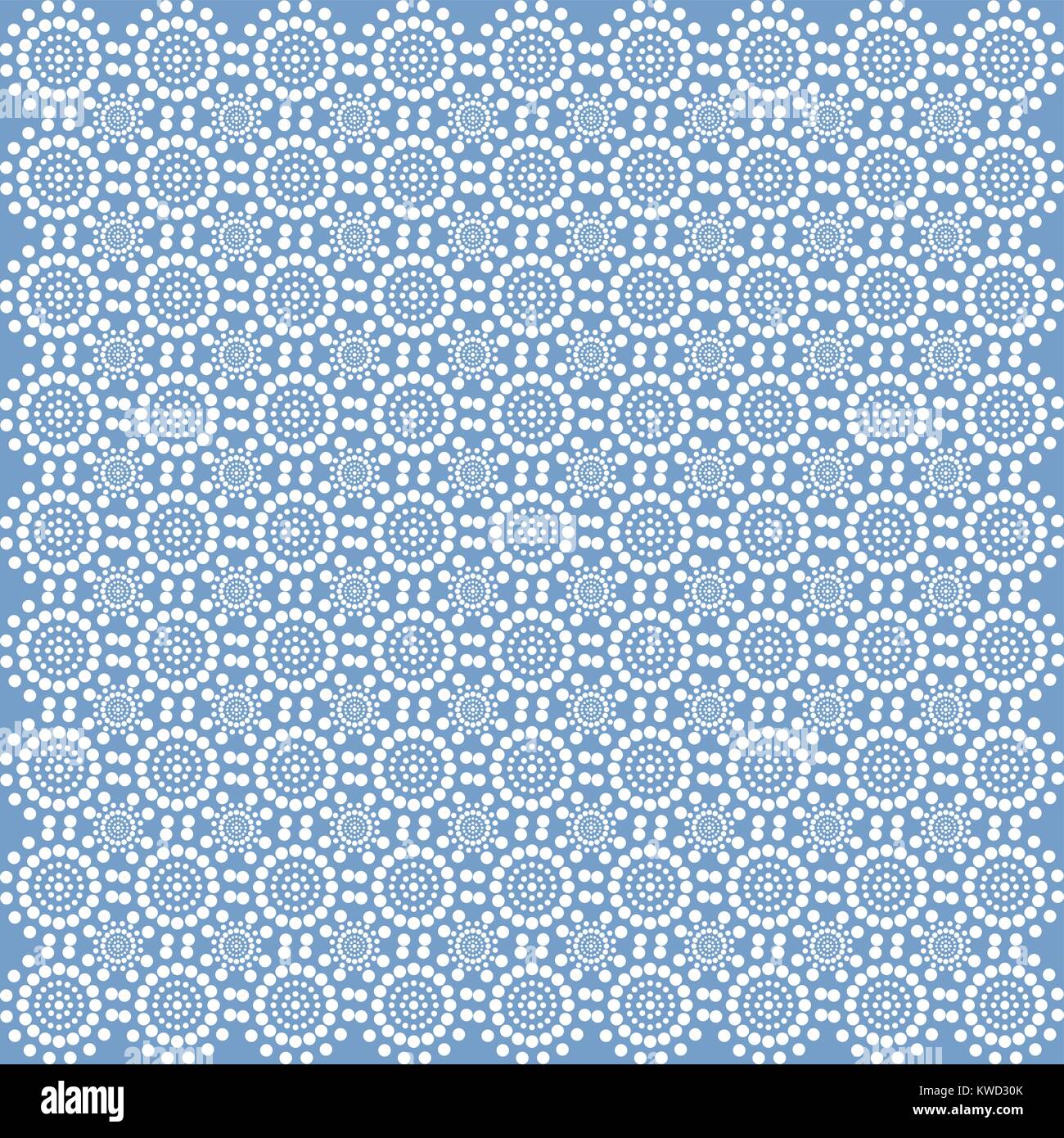 White lace from circles on a blue background Stock Vector