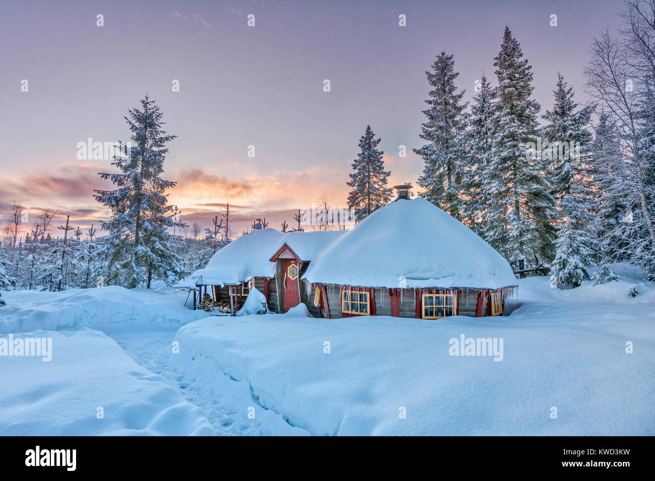 cottage, Lulea, Swedish Lapland, Sweden, Europe Stock Photo