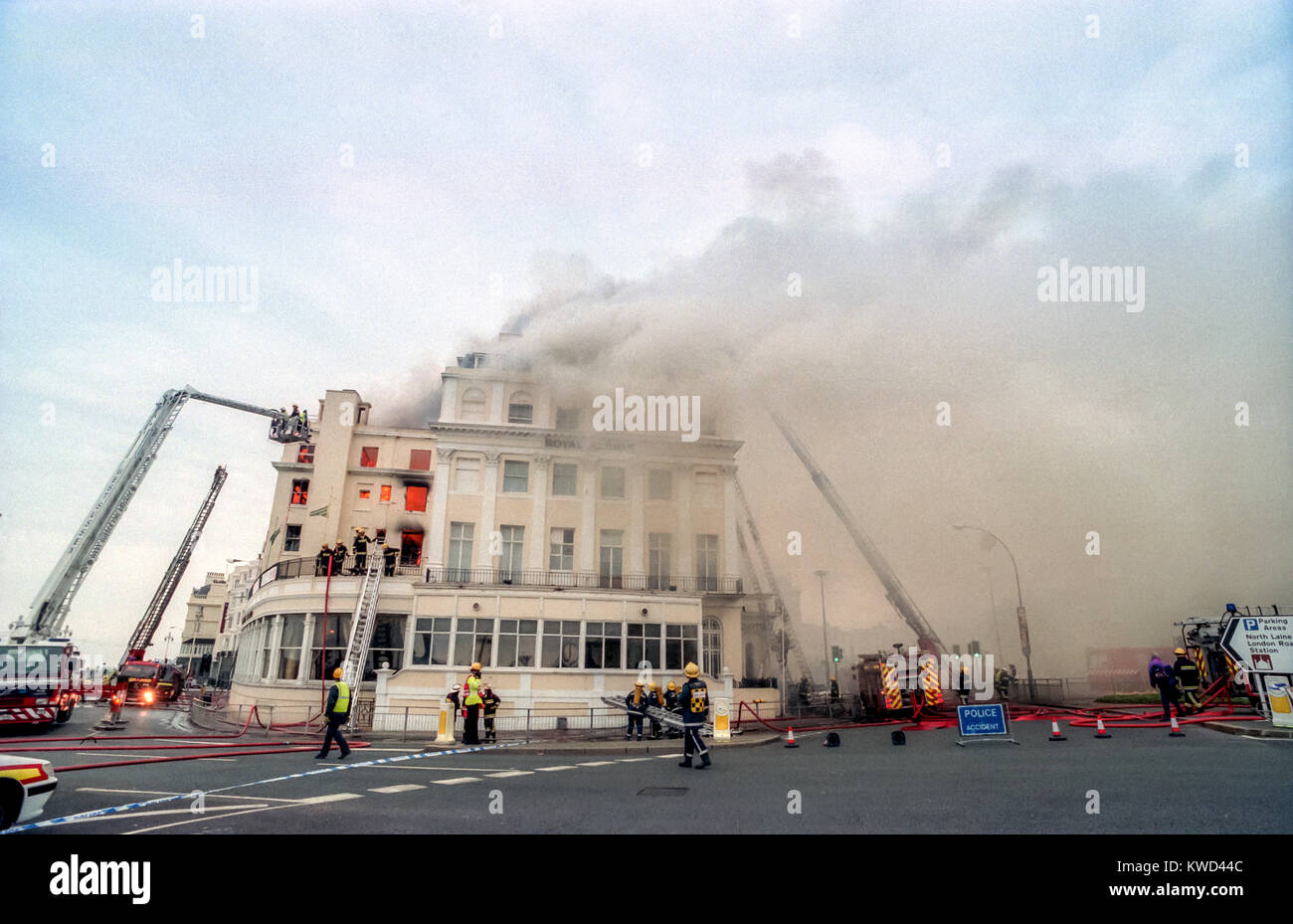 Brighton's Royal Albion Hotel suffering from heavy fire damage Stock