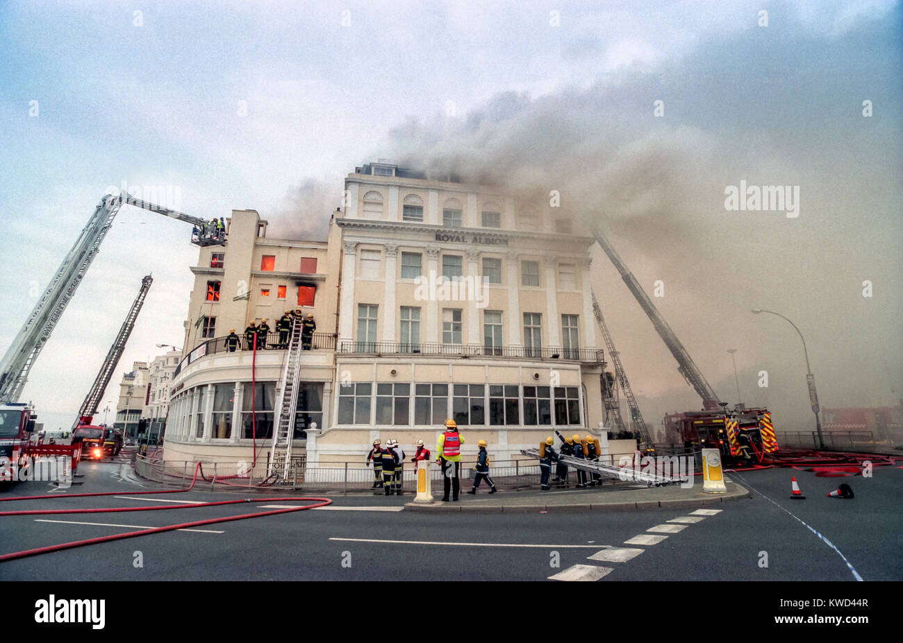 Brighton's Royal Albion Hotel suffering from heavy fire damage Stock