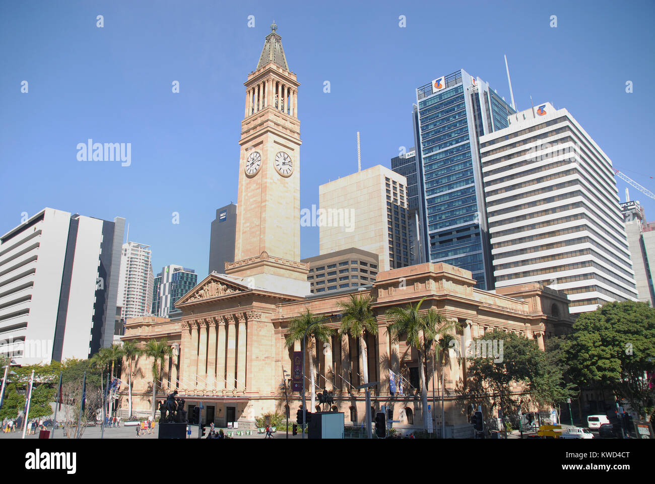 Brisbane, Australia - July 28, 2017: Albert Street Uniting Church and King George Central Stock Photo