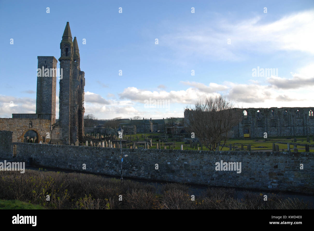 Ruin of St Andrews Cathedral and graveyard, Scotland Stock Photo