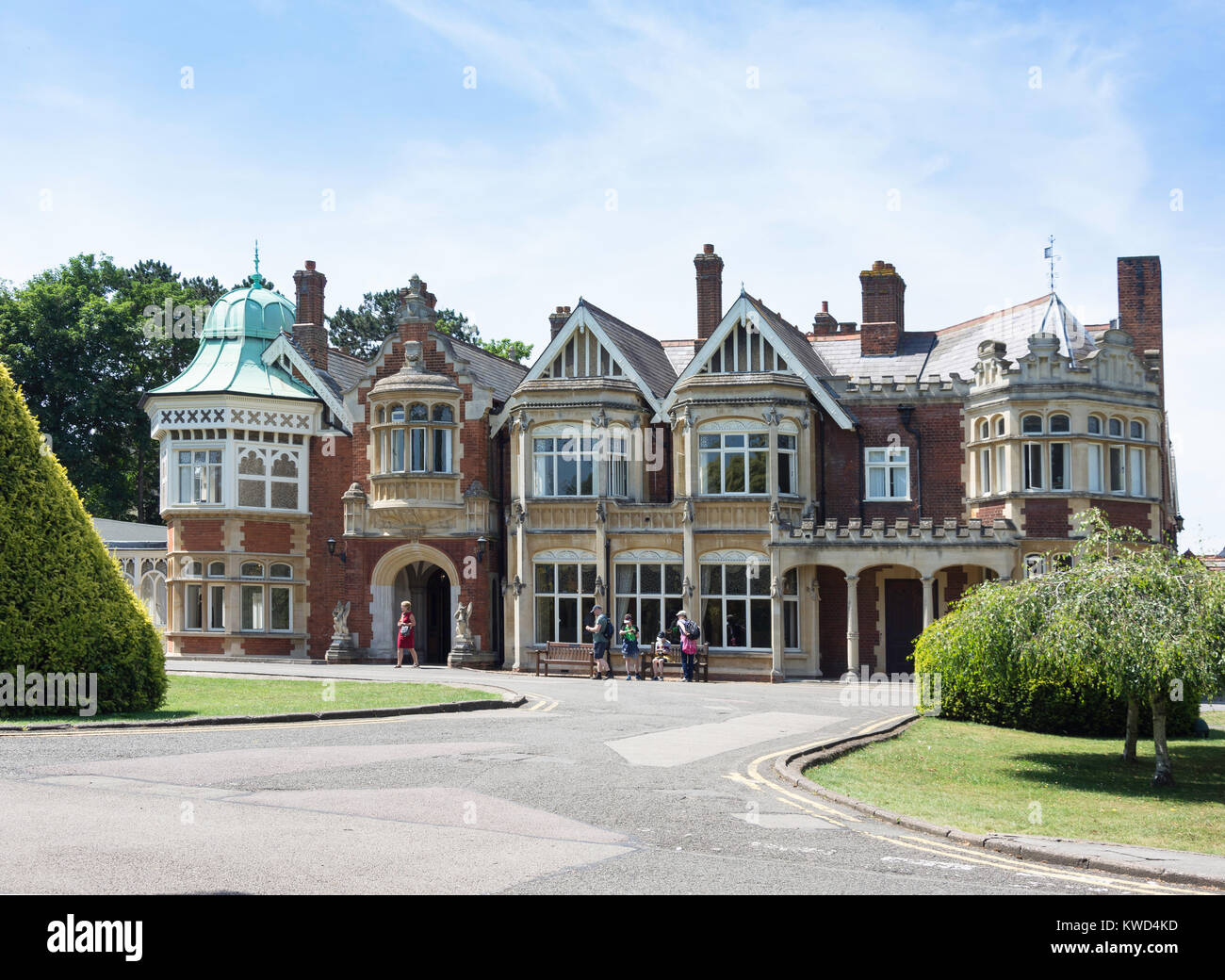 The Mansion from garden, Bletchley Park, Sherwood Drive, Bletchley, Milton Keynes, Buckinghamshire, England, United Kingdom Stock Photo
