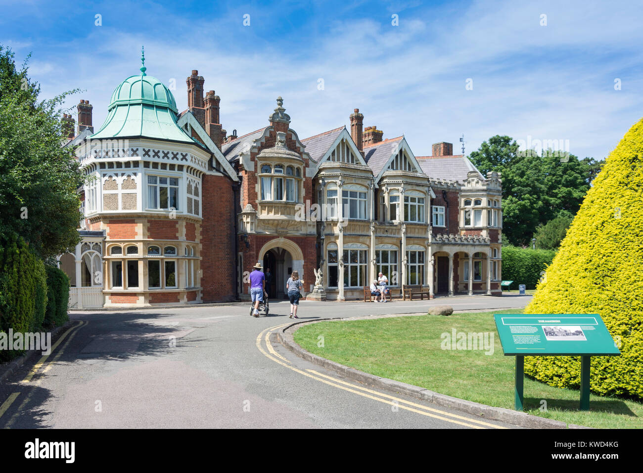 The Mansion from garden, Bletchley Park, Sherwood Drive, Bletchley, Milton Keynes, Buckinghamshire, England, United Kingdom Stock Photo
