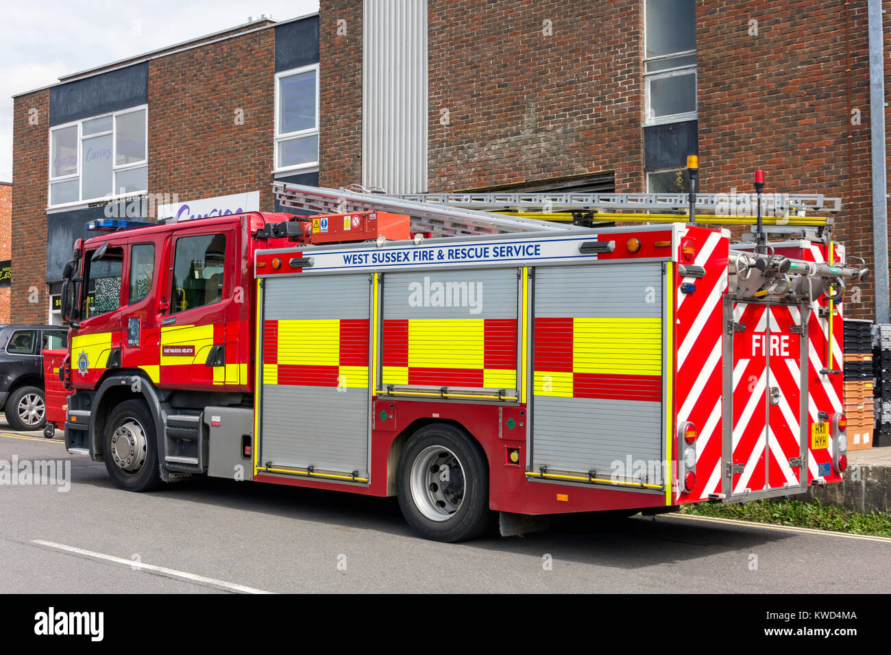 West Sussex Fire & Rescue Service engine, Haywards Heath, West Sussex, England, United Kingdom Stock Photo