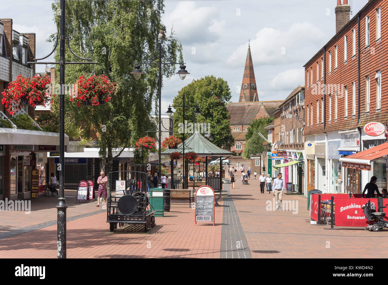 Pedestrianised Church Walk, Burgess Hill, West Sussex, England, United Kingdom Stock Photo