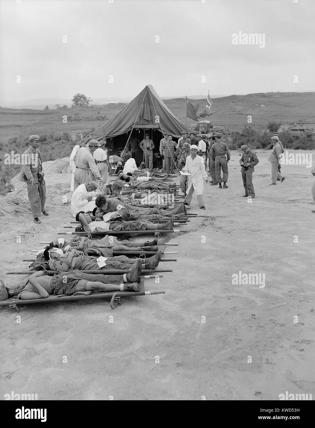 Litter cases of North Korean War POWs are exchanged during Operation