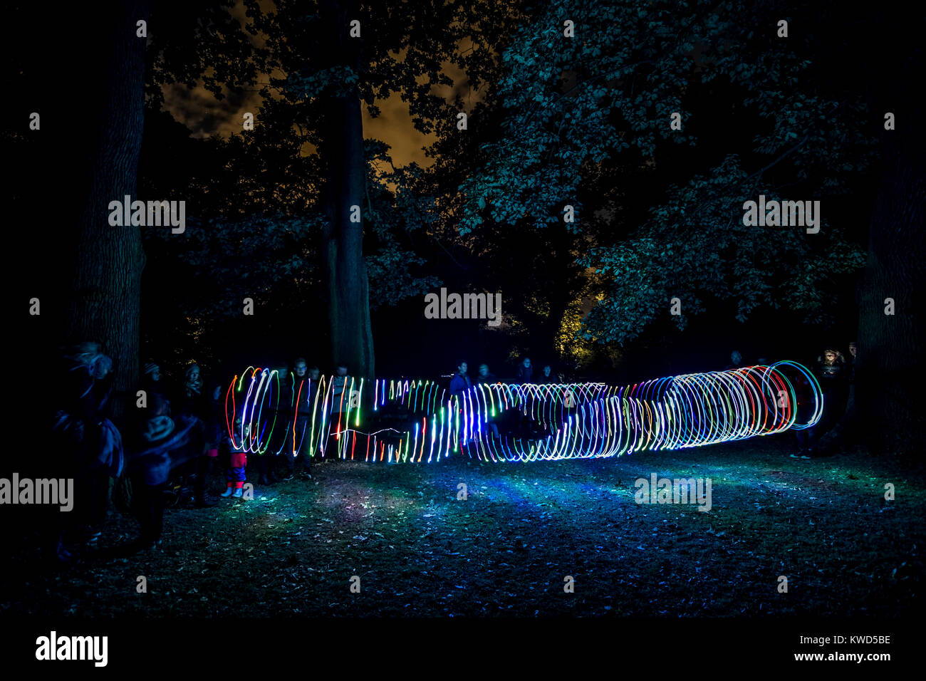 Light installation 'Light Wave' by Michael Cleary at Reflektor Light Festival 2016 in Copenhagen. Stock Photo