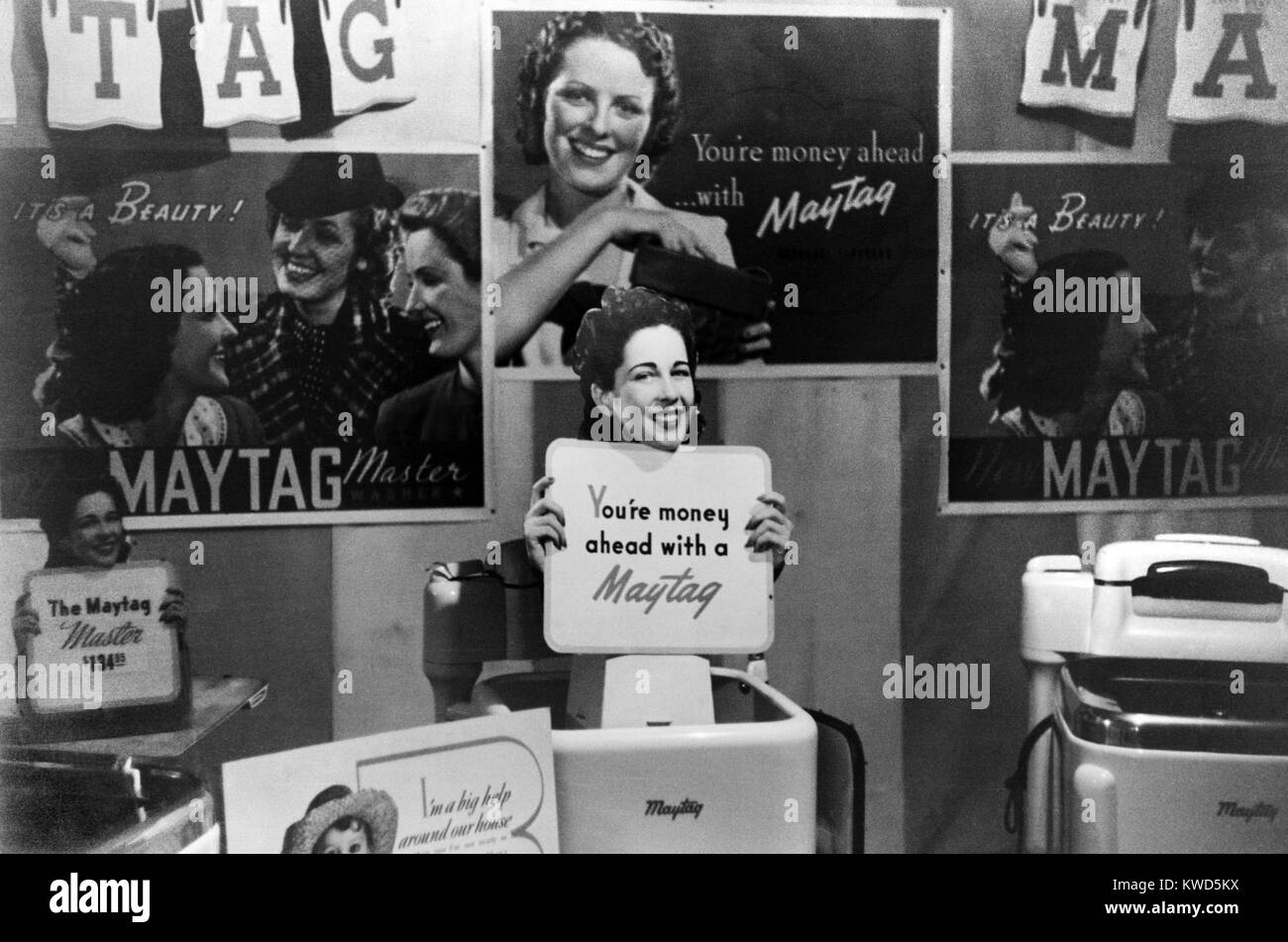 Maytag clothes washer exhibit at the Champlain Valley Exposition, Vermont in Aug. 1941. (BSLOC 2014 13 221) Stock Photo