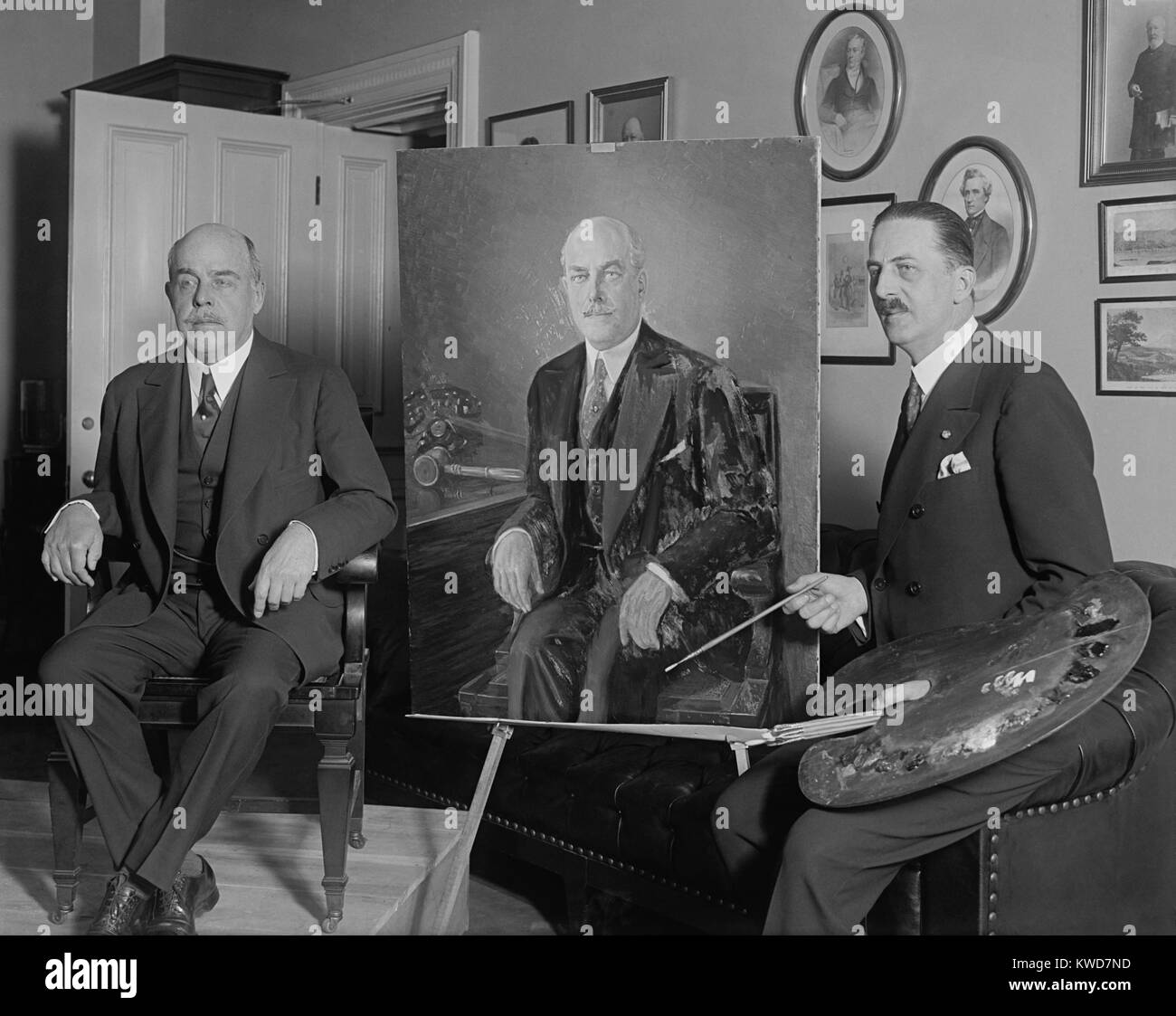 Speaker of the House Nicholas Longworth posing for Austrian painter Baron Robert Doblhoff. April