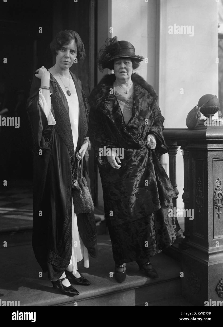 Alice Paul and Alva Vanderbilt Belmont in Washington, D.C. Nov. 17, 1923. Belmont was President of the National Woman's Party and a major benefactor the NWP. Paul was a top leader in the NWP and the author of a proposed Equal Rights Amendment in 1923. (BSLOC 2015 16 203) Stock Photo