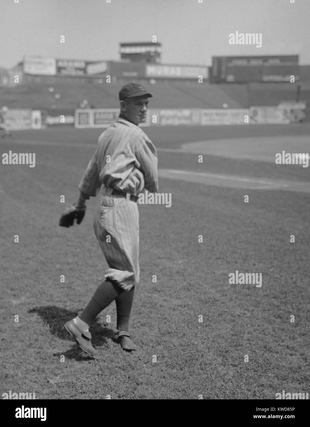 Ray Chapman, of the Cleveland Indians in 1919. On August 17, 1920 he became the first player killed during a major league baseball game after a pitch by Yankees' Carl Mays hit his head. (BSLOC 2015 17 11) Stock Photo
