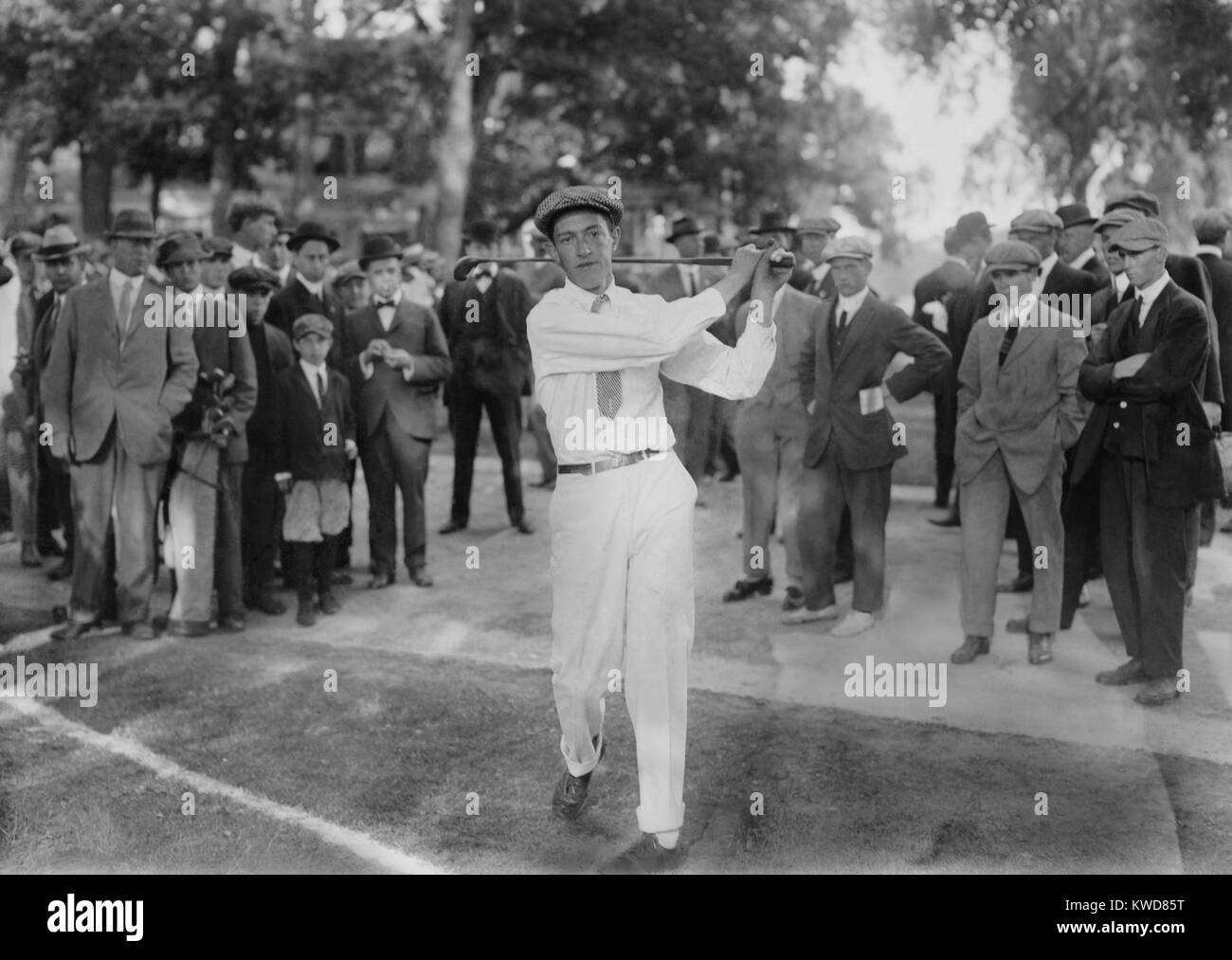 American golfer Francis DeSales Ouimet at the 1913 U.S. Open in Brookline, MA. Ouimet, a 20 year old amateur won the U.S. Open title in an 18-hole playoff, with five strokes ahead of Britons Harry Vardon and Ted Ray. Sept. 18–20, 1913. Matthew Knight played Ouimet in the 2005 film about the 1913 U.S. Open, THE GREATEST GAME EVER PLAYED. (BSLOC 2015 17 111) Stock Photo