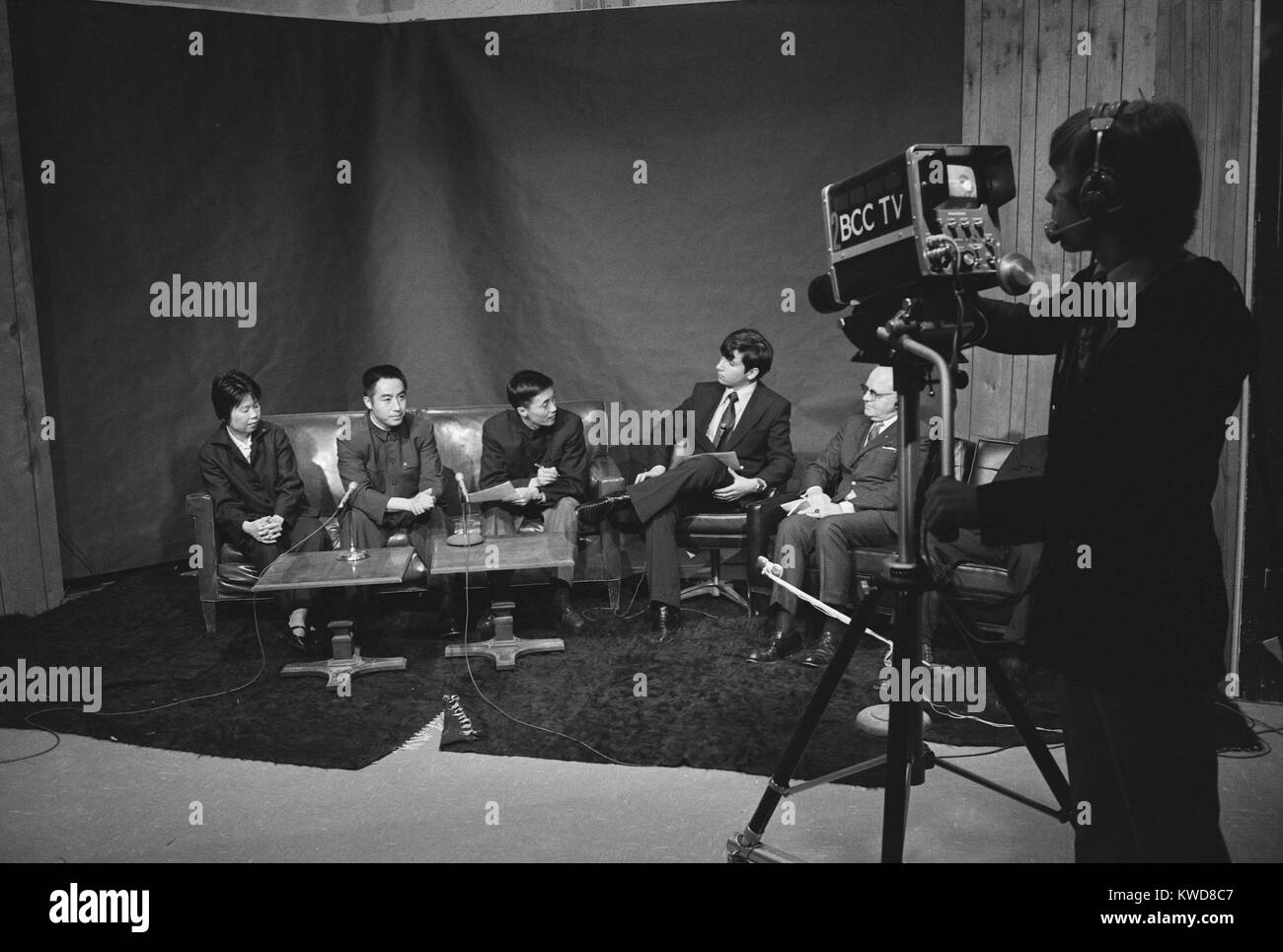 Chinese National Table Tennis Team at a television studio at Bethesda-Chevy Chase High School. March 17, 1972. 'Ping Pong Diplomacy' grew out of the exchange of table tennis players between the U.S. and People's Republic of China. (BSLOC 2015 17 236) Stock Photo