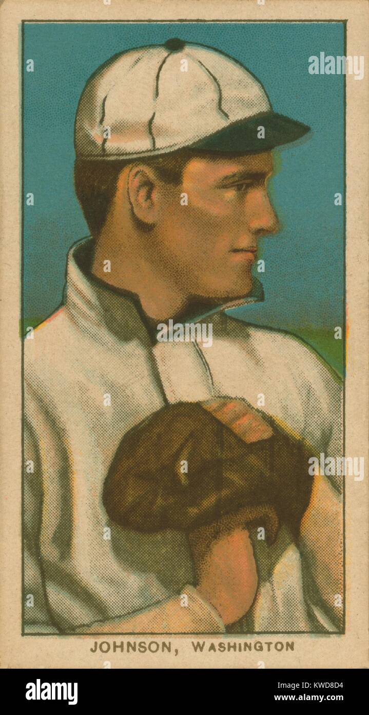 Baseball card of Walter Johnson, Washington Senators, by the American Tobacco Company, 1909-11. (BSLOC 2015 17 36) Stock Photo