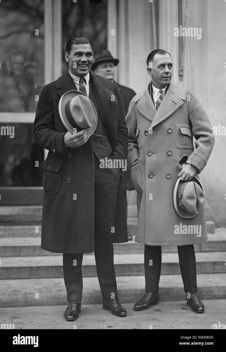 Jack Dempsey and his Manager, Jack Kearns, at the White House, Feb. 22, 1924. (BSLOC 2015 17 73) Stock Photo