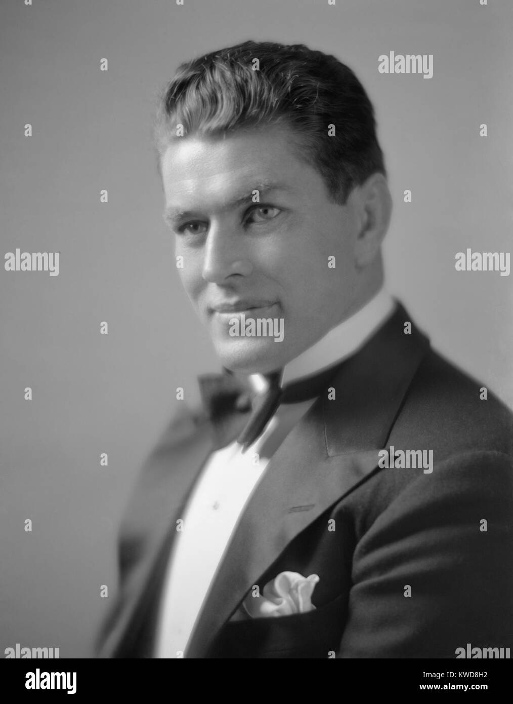 Boxer Gene Tunney dressed in a tuxedo. He boxed from 1915 until 1928, and lost only one bout and was never knocked out. He retired to marry wealthy socialite Polly Lauder and became a politically active businessman. (BSLOC 2015 17 78) Stock Photo