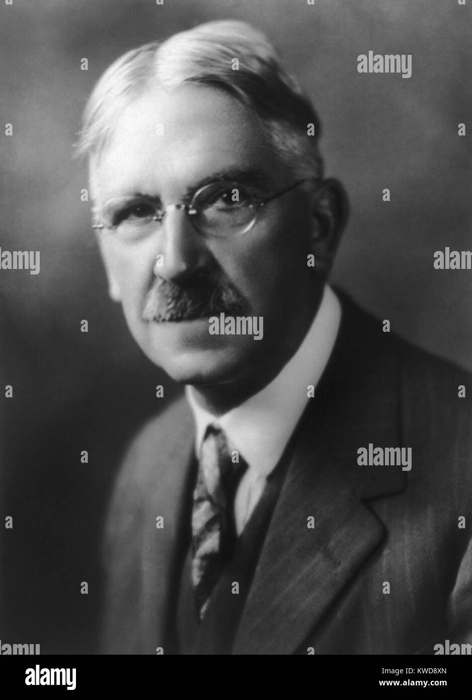 John Dewey, American philosopher, psychologist, and educational reformer. He was associated with the philosophy of pragmatism and functional psychology. 'Democracy and Education', 1916, was one of his essential books (BSLOC 2016 8 148) Stock Photo