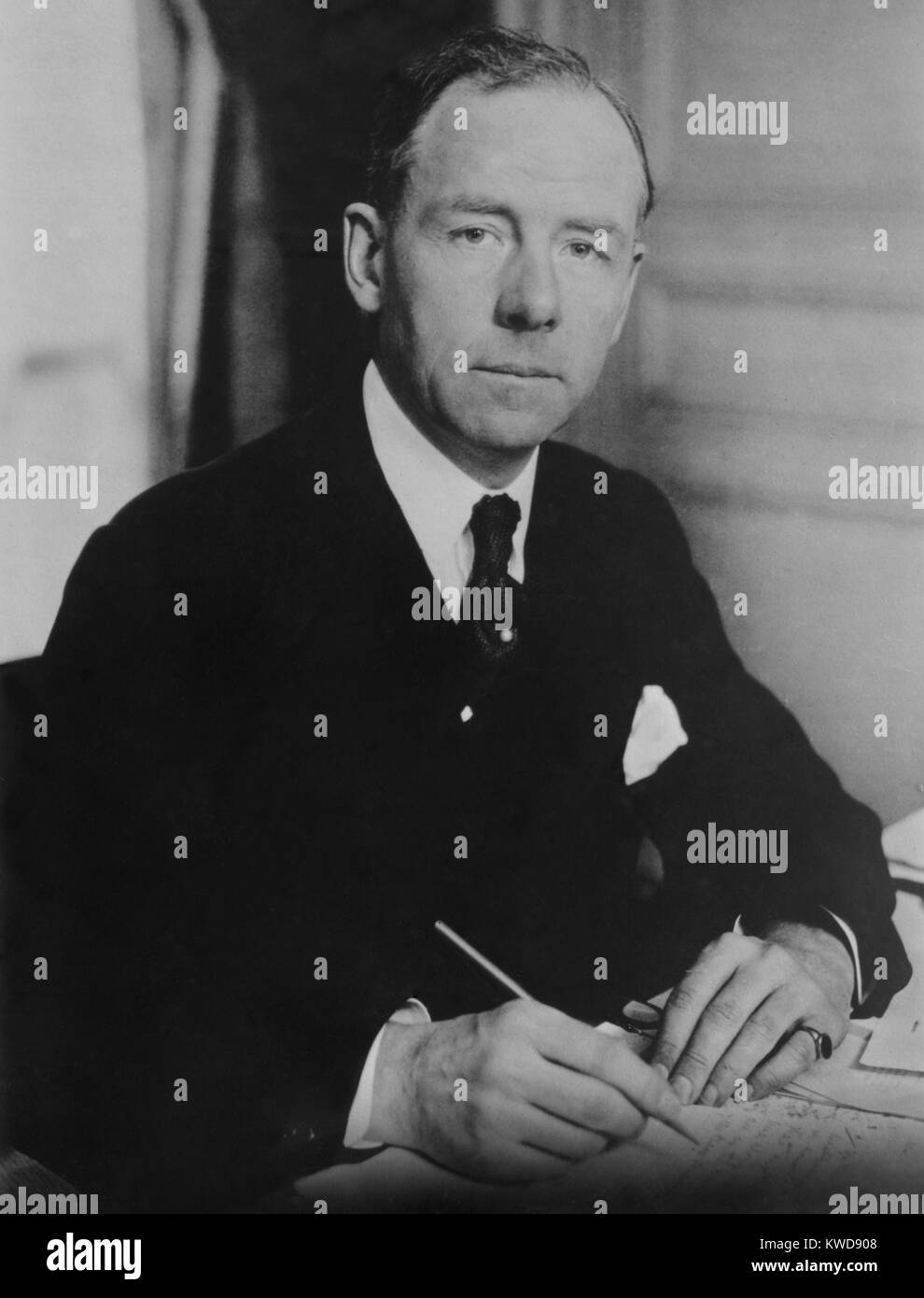 Thomas Lamont in 1925 when he was a partner of J.P. Morgan & Co. a powerful international bank. In 1926, he negotiated a $100 million loan for Benito Mussolini (BSLOC 2016 8 18) Stock Photo
