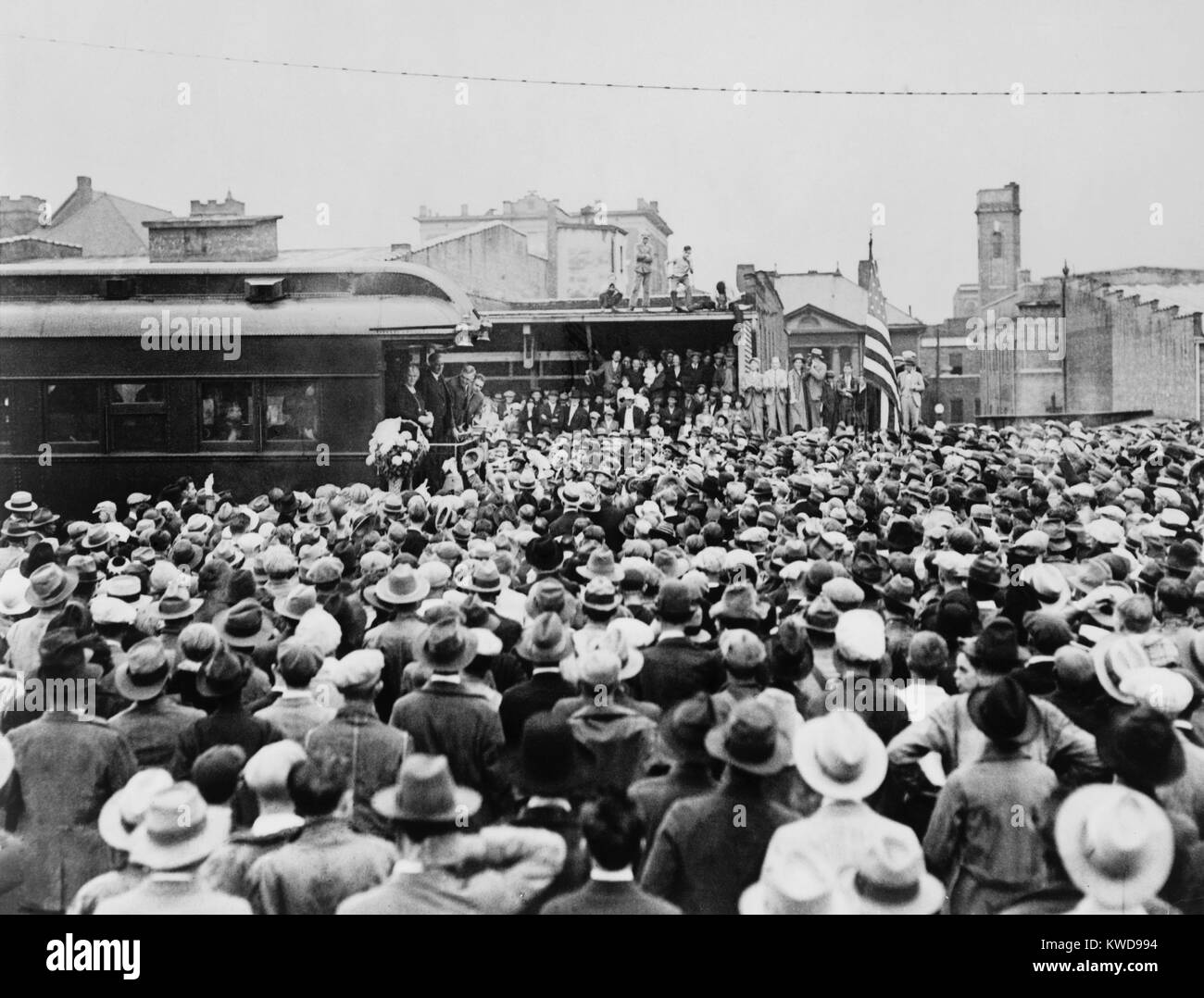 Herbert Hoover's whistle stop campaign train during the 1928