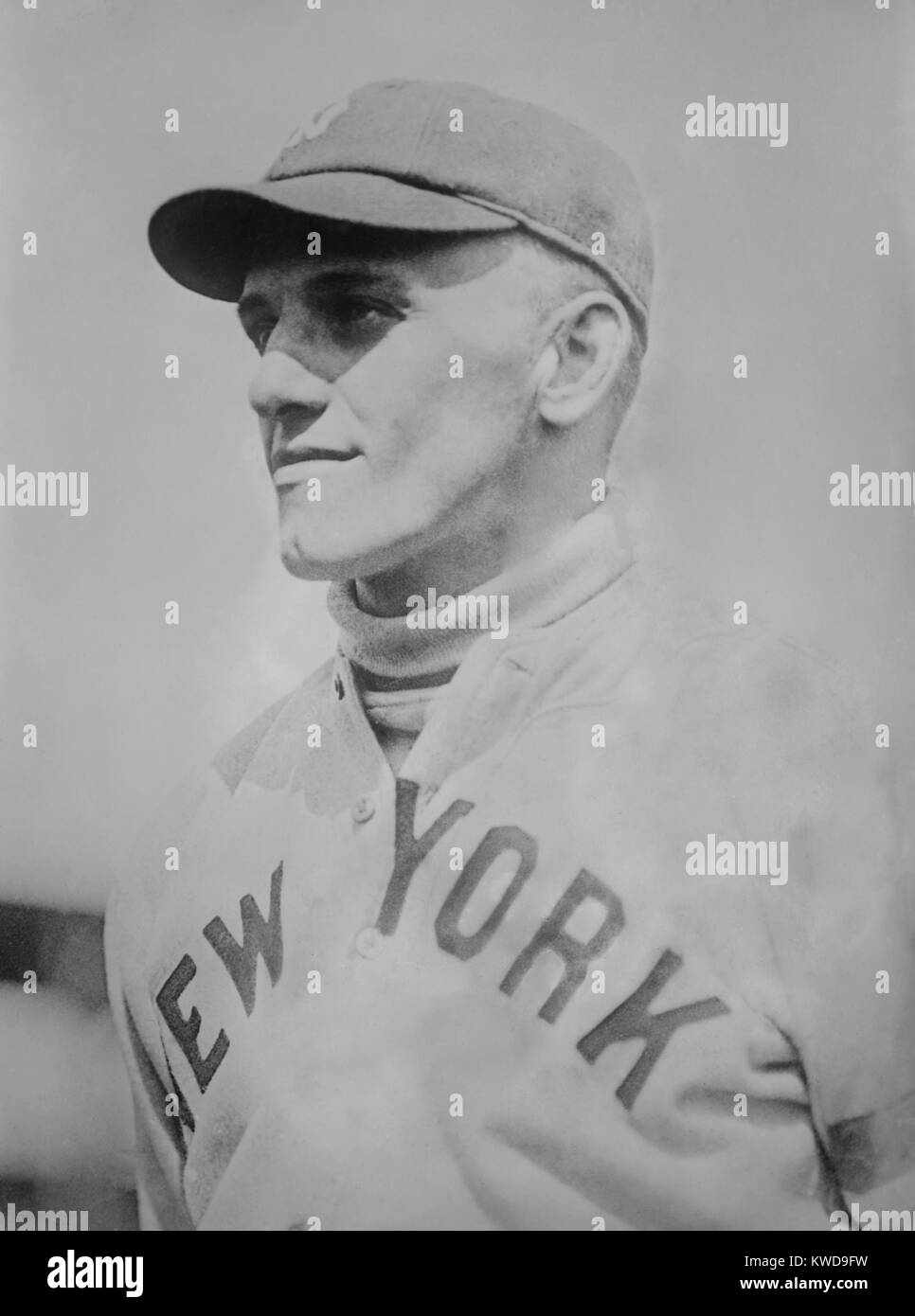 George Halas as a New York Yankee in 1919. He played 12 games as an outfielder until he was sidelined by a hip injury. He switched his attention to football and founded the National Football League and the Chicago Bears in the early 1920s. (BSLOC 2015 17 130) Stock Photo