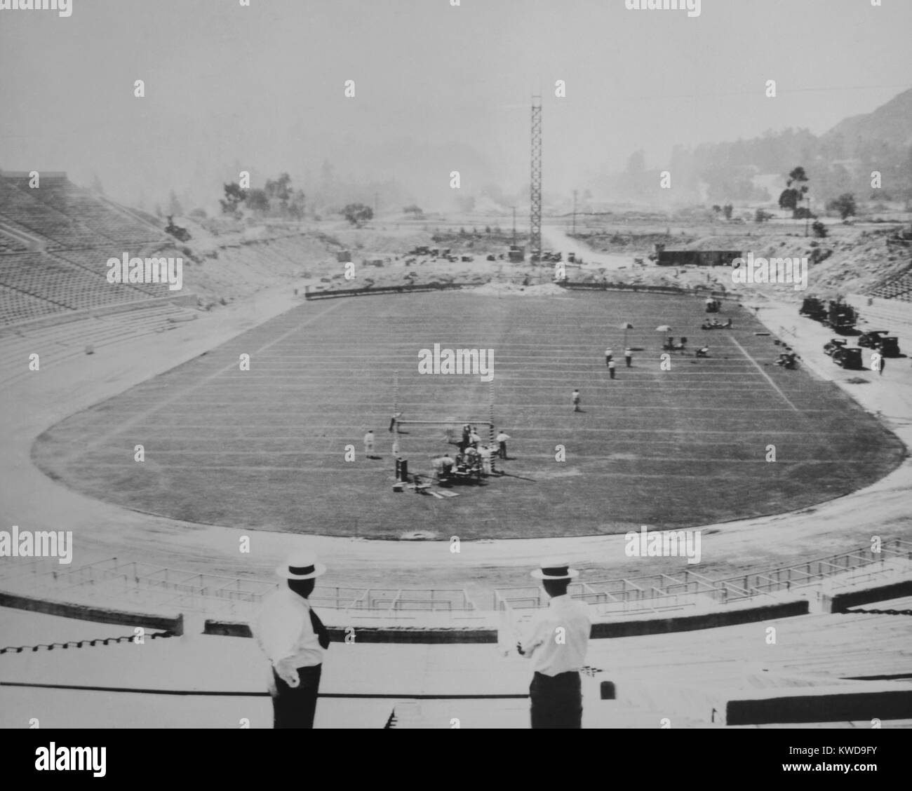 Construction of the Rose Bowl Stadium, Pasadena, Los Angeles County, California. View to south, 1928. (BSLOC 2015 17 131) Stock Photo