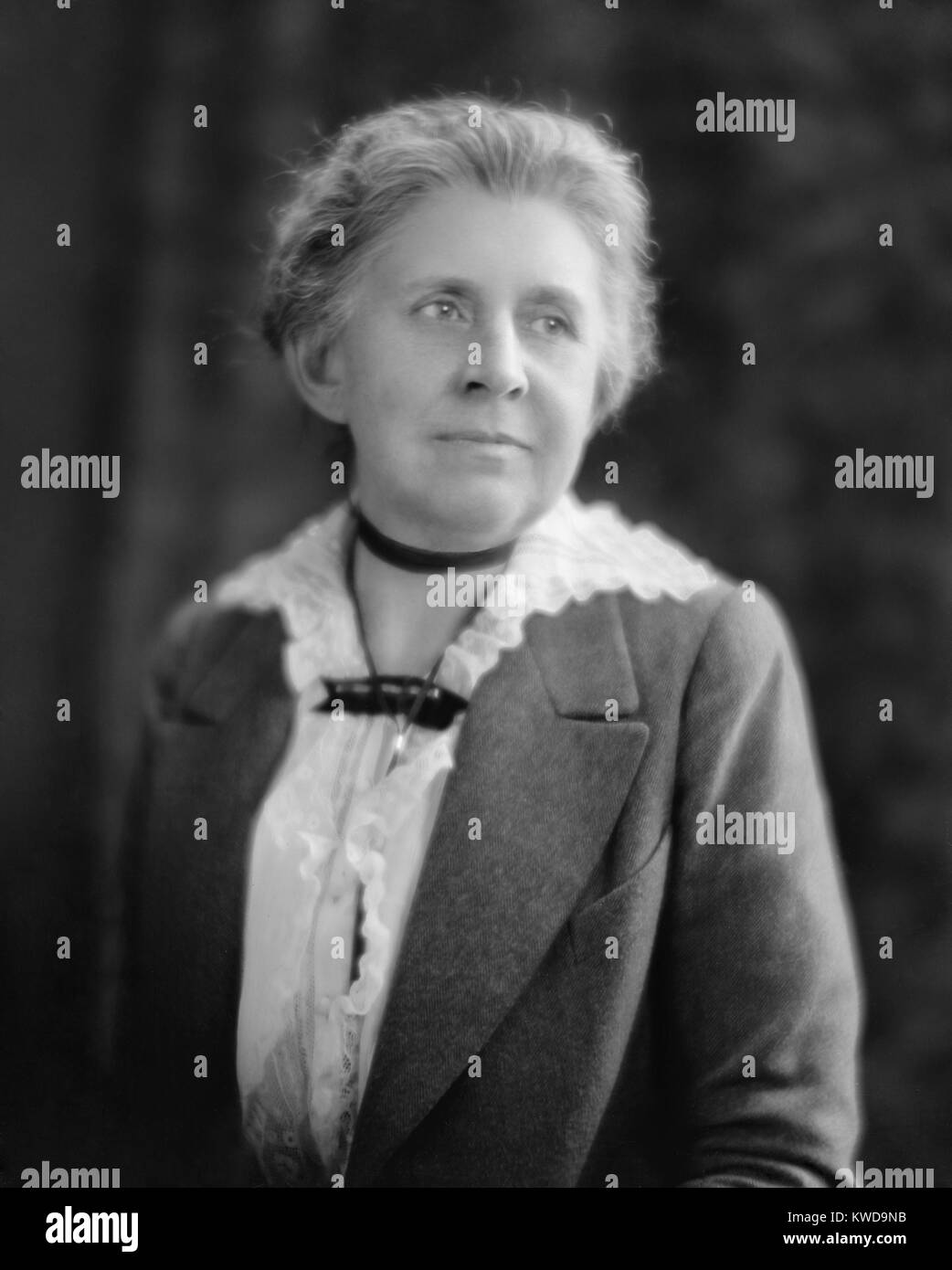 Ida Tarbell ca. 1910-1920, after her 'muckraking' years at McClure's magazine. In the 1910s and 1920 she wrote longer works including: THE TARIFF OF OUT TIMES, 1912; THE BUSINESS OF BEING A WOMAN, 1912; THE WAYS OF WOMAN, 1915; NEW IDEALS IN BUSINESS, 1916. (BSLOC_2015_17_182) Stock Photo