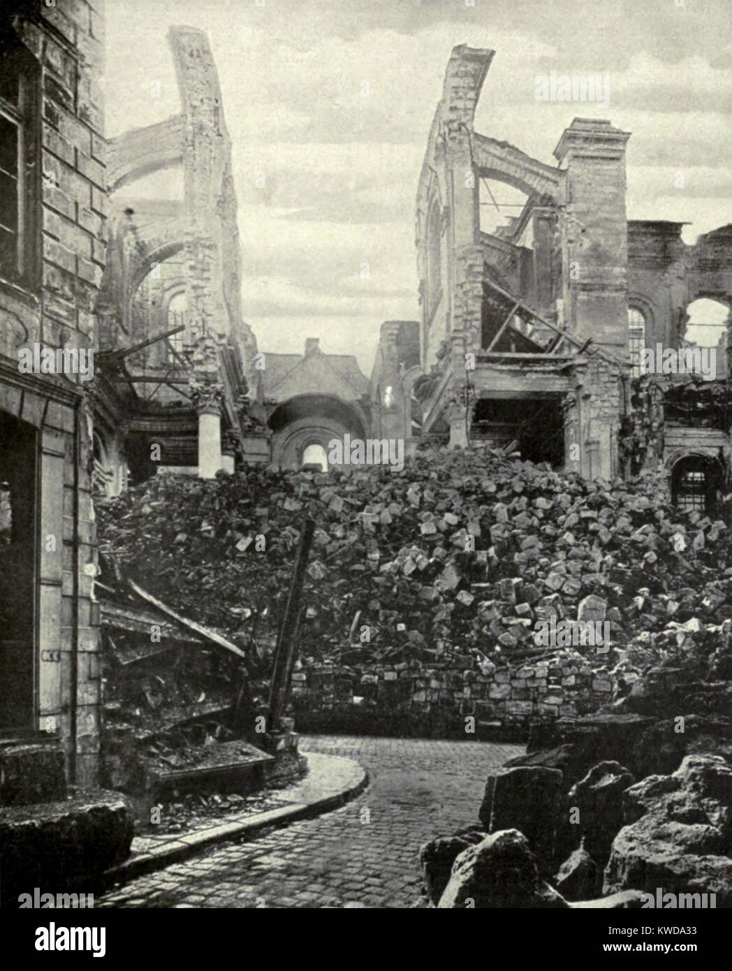 World War 1. Battle of Arras (April 9-12, 1917). The ruins of the Cathedral of Arras, after the battles of April-May 1917. (BSLOC 2013 1 141) Stock Photo