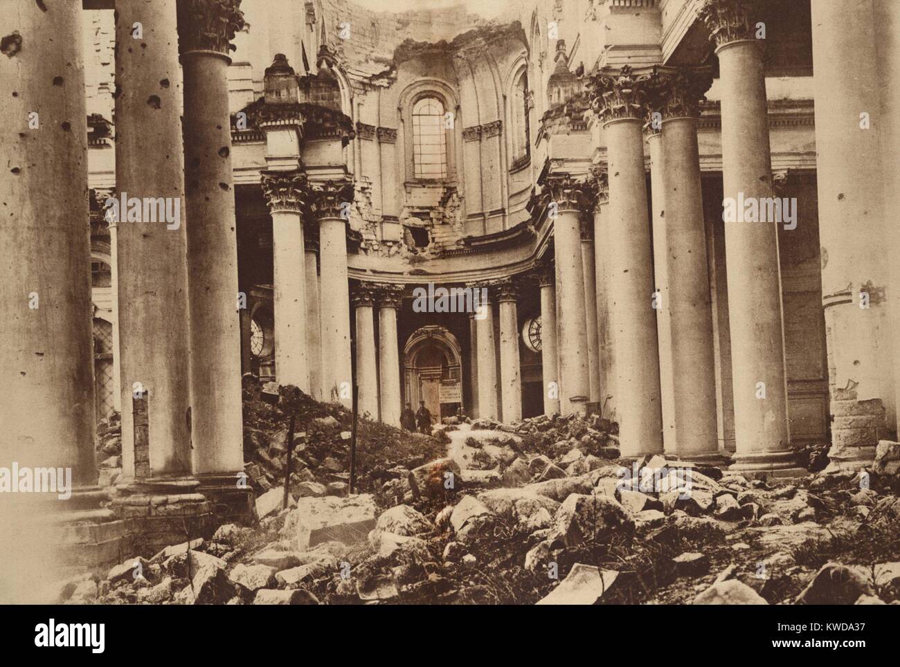 World War 1. Battle of Arras (April 9-12, 1917). The ruins of the Cathedral of Arras, after the battles of April-May 1917. (BSLOC 2013 1 142) Stock Photo