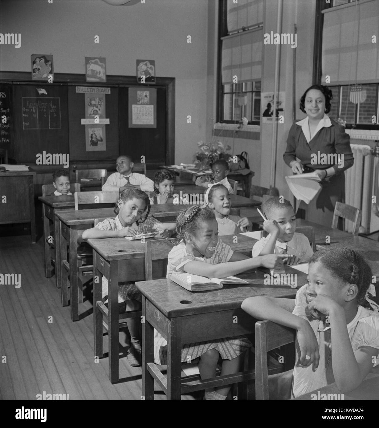 African Americans in a racially segregated Elementary school classroom in Washington, D.C. March 1942. Photo by Collins, Marjory (BSLOC 2016 7 13) Stock Photo