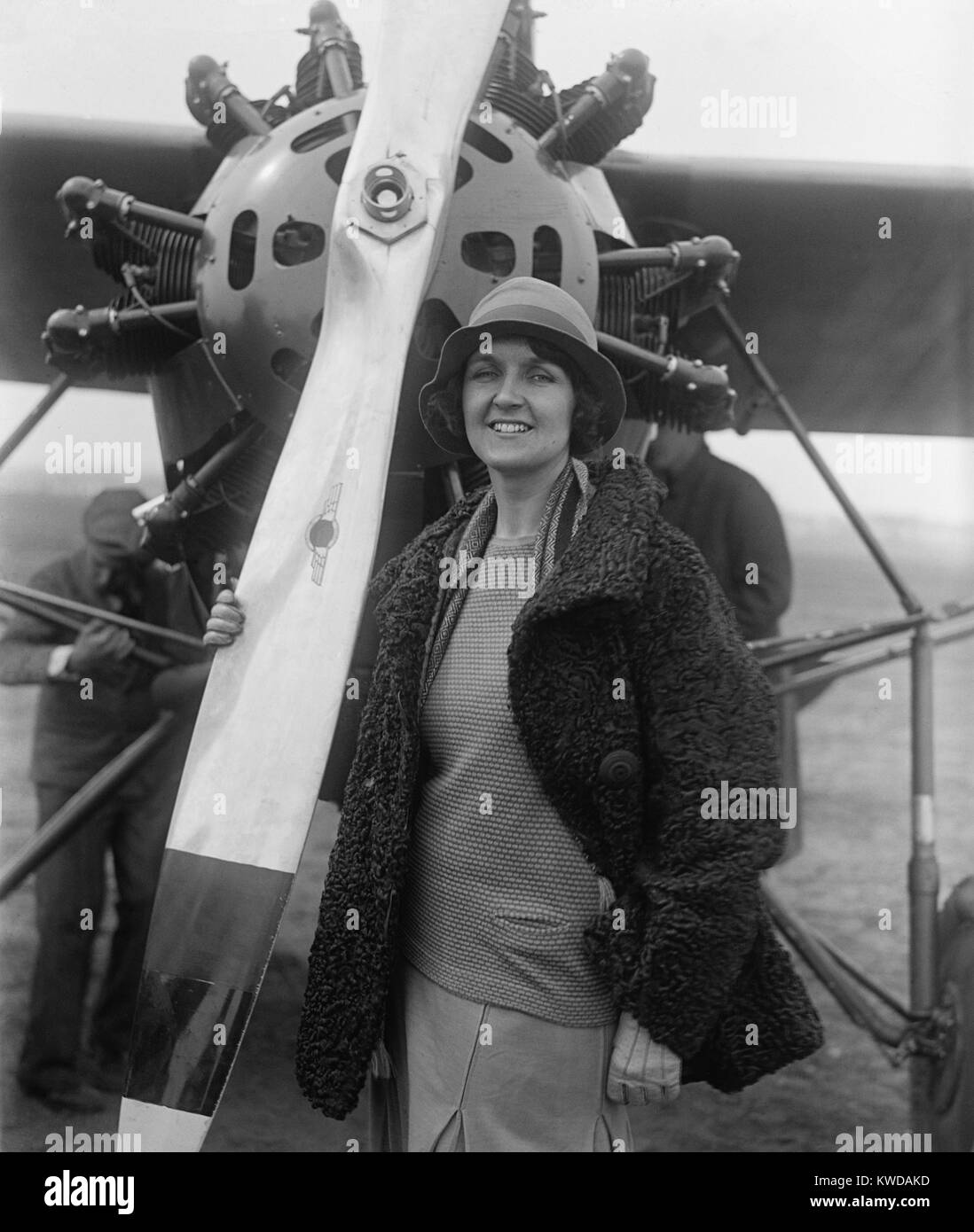 Ruth Nichols, co-piloted the first non-stop flight from NYC to Miami, in Jan. 1929. She flew with pilot Harry Rogers, her instructor. Later in the year she was one of the 20 competitors in the Women's Air Derby. In World War II she served as a lieutenant colonel in the Civil Air Patrol (BSLOC 2016 10 146) Stock Photo
