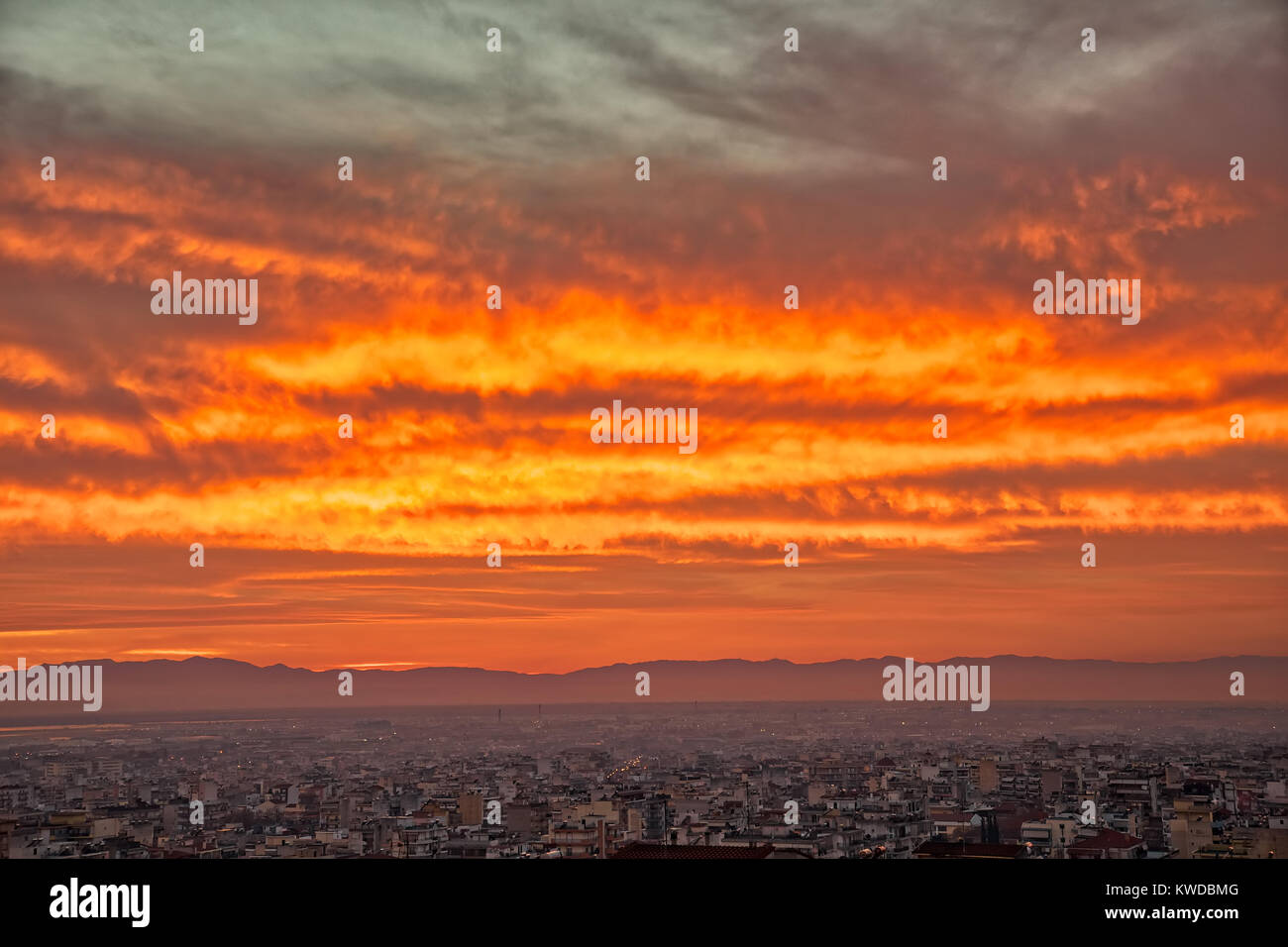 explosion of colors from the first sunset of the new year (2018) in the ...