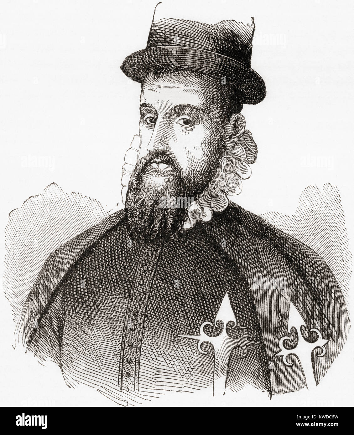 Francisco Pizarro González, c. 1471 – 1541.  Spanish conquistador who led an expedition that conquered the Inca Empire. From Ward and Lock's Illustrated History of the World, published c.1882. Stock Photo