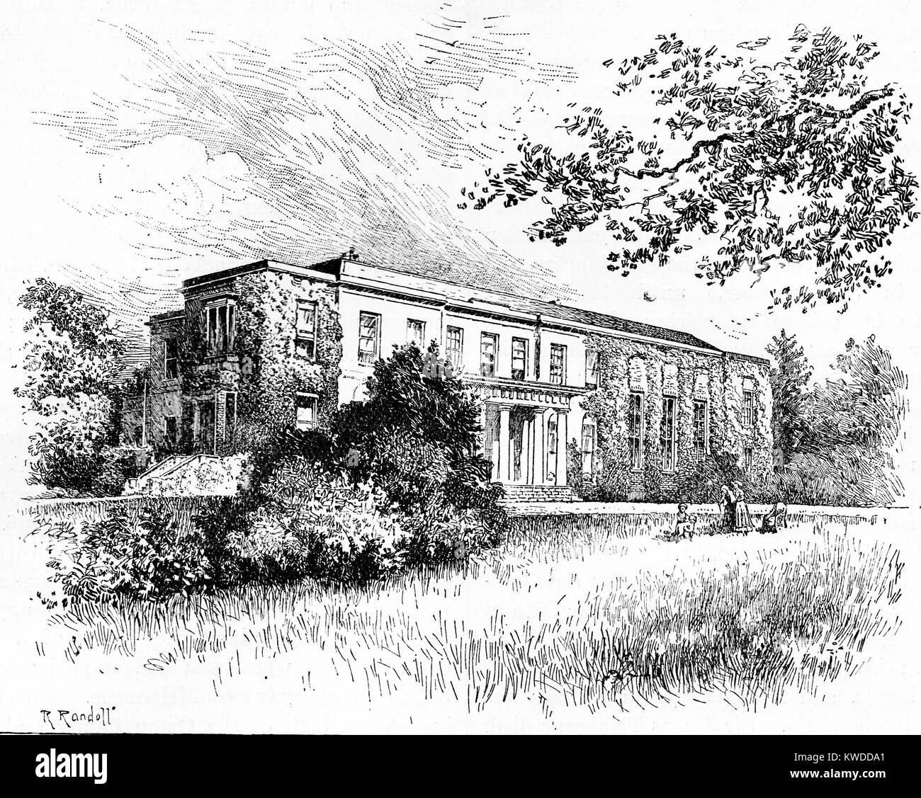 Engraving of Tichborne Park, Alresford, Hampshire, circa 1874 Stock