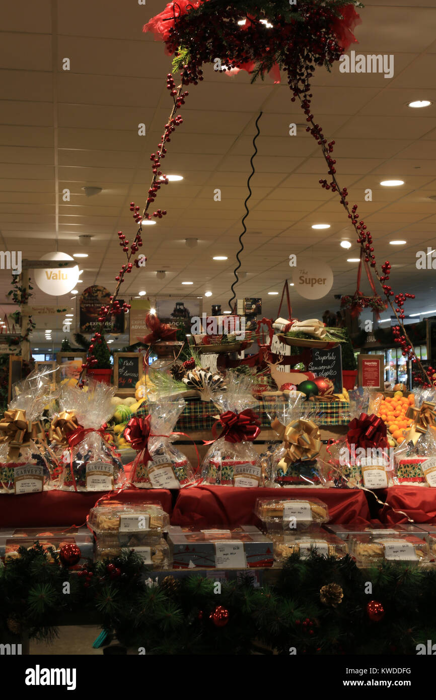 Christmas Decorations Time In An Irish Supermarket Stock Photo