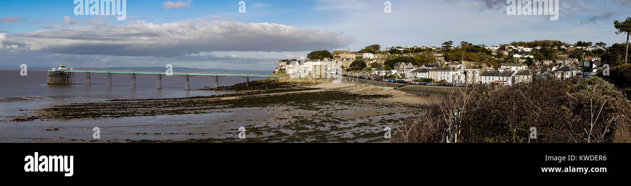 View of the Victorian Pier at Clevedon, Somerset, UK. Stock Photo