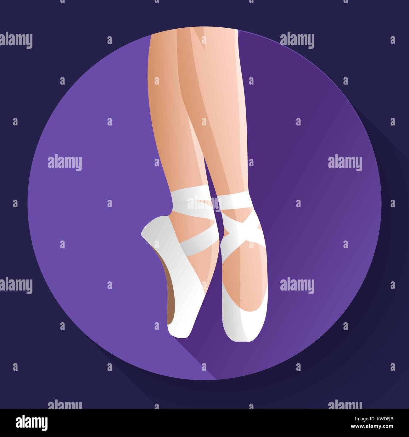 White ballet pointe shoes flat Vector illustration of gym ballet shoes