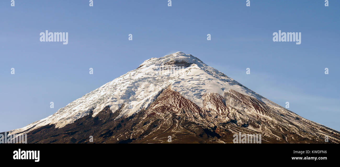 The snowcapped Cotopaxi Volcano in Ecuador. One of the world's highest active volcanoes at 5,897m. Stock Photo