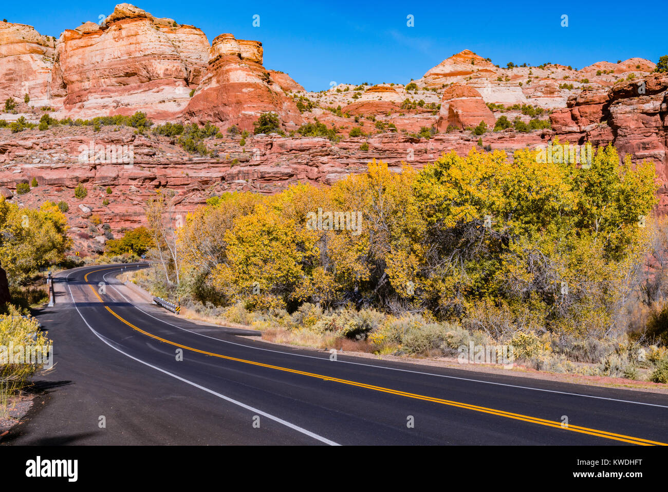 Scenic Route 12 through the stunning and unique landscape of Grand Staircase-Escalante National Monument in Utah Stock Photo