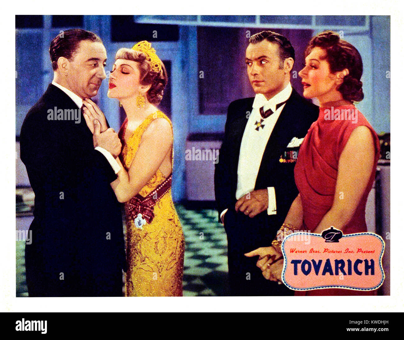 TOVARICH, US lobbycard, from left: Melville Cooper, Claudette Colbert ...