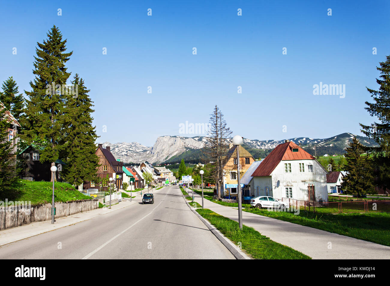 ZABLJAK, MONTENEGRO - MAY 19: Main street in Zabljak on May, 19, 2013,  Zabljak, Montenegro Stock Photo - Alamy