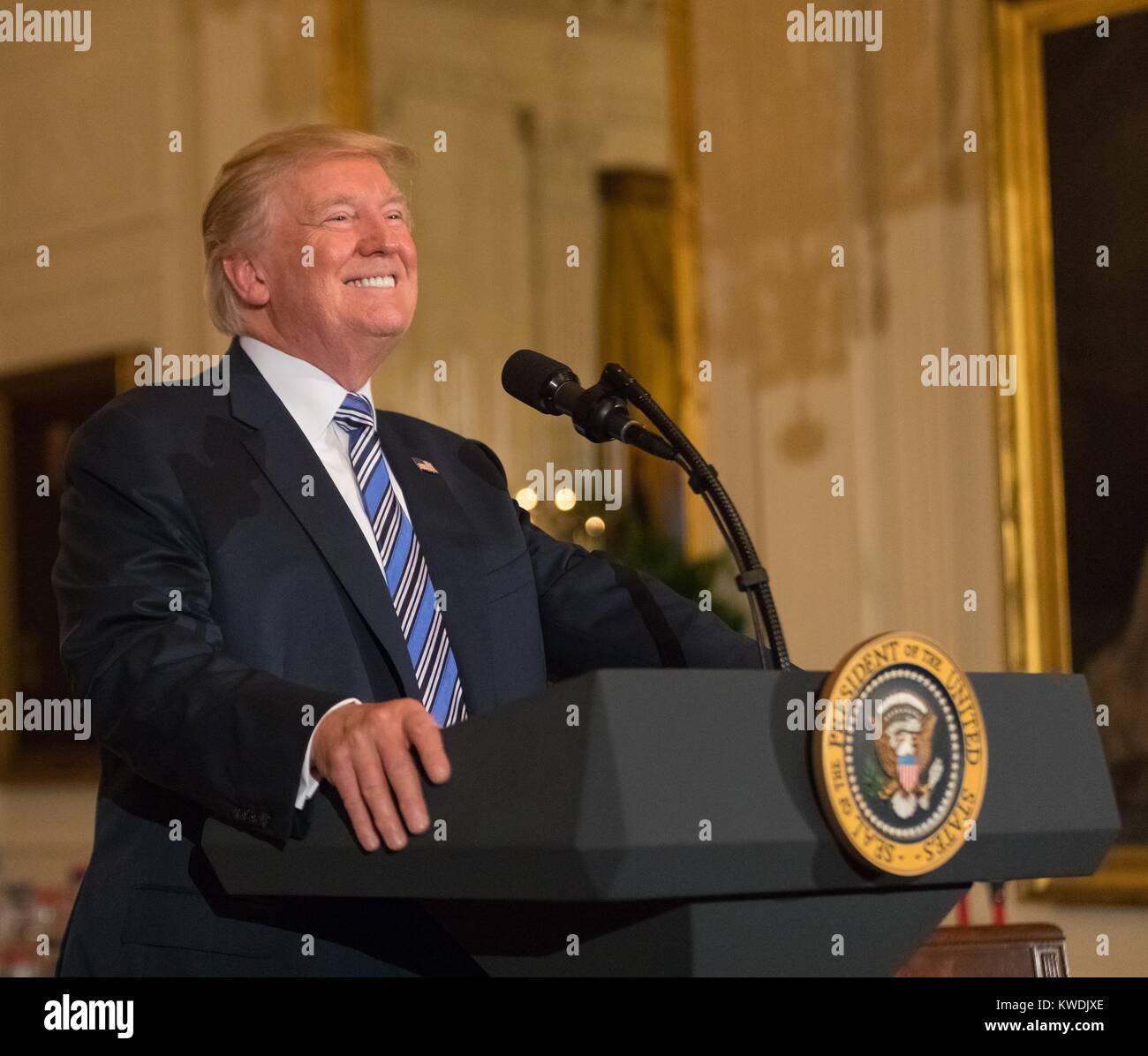 President Donald Trump speaks at the White House Made in America Showcase, July 17, 2017 (BSLOC 2017 19 10) Stock Photo