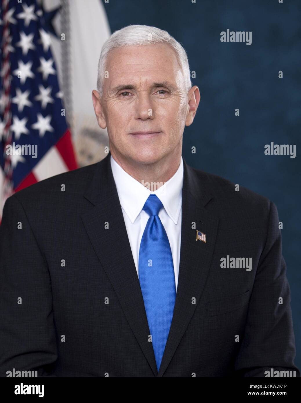 Photo of Vice President-elect Mike Pence taken on 2017-01-28, 2 days before the inauguration. It was posted with his biography on the White House site, until Oct 31, 2017, when it was replaced with his official White House photo (BSLOC 2017 18 155) Stock Photo