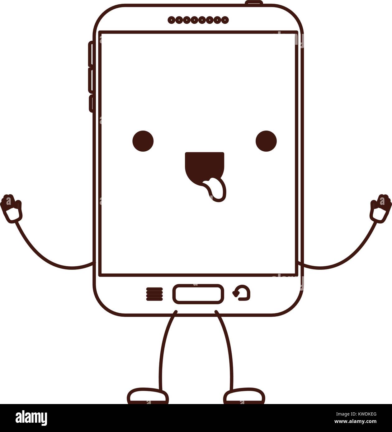 animated kawaii tablet device icon in monochrome silhouette Stock ...