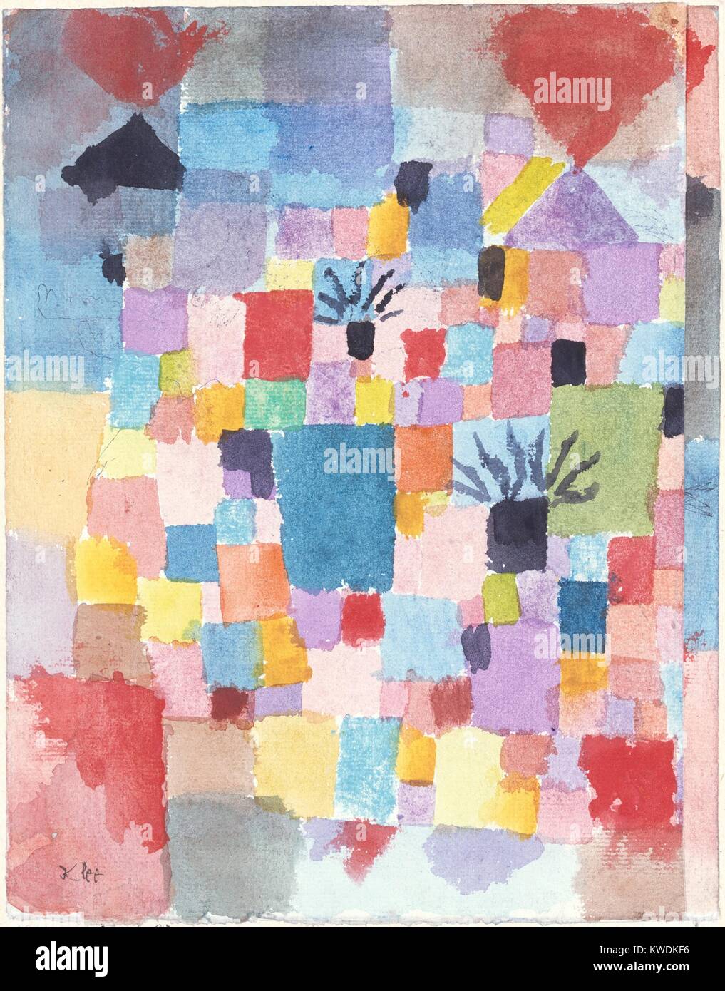 SOUTHERN GARDENS, by Paul Klee, 1913, Swiss drawing, watercolor and ink on paper. This early abstract work was painted under the influence of Cubists Picasso and Braque, and the abstract colorists Robert Delaunay and August Macke. (BSLOC 2017 7 55) Stock Photo